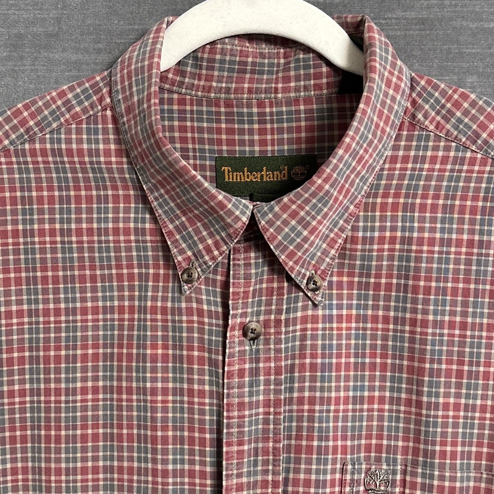 Vintage Timberland Shirt XL Red Plaid Button Down 90s Y2k Casual Lightweight